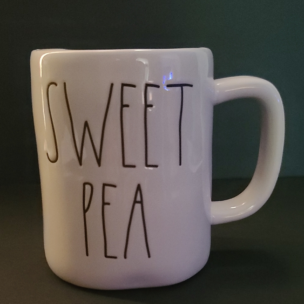 Charming White Mug with Sweet Pea Design Rae Dunn Collection